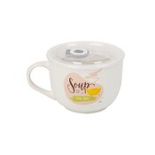 Wholesale - 16oz "SOUP OF THE DAY" CERAMIC SOUP MUG W/VENTED LID AND DAY DOT MAISON SUCASA C/P 36, UPC: 810094752125